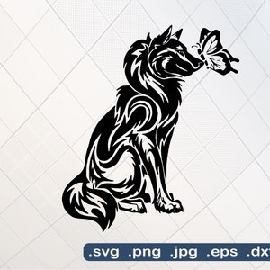 Butterfly SVG, Dog SVG, Wolf svg, Wolf PNG, Pet svg, Monarch butterfly svg, T-shirt Design, Tumbler Design, svg files for Cricut