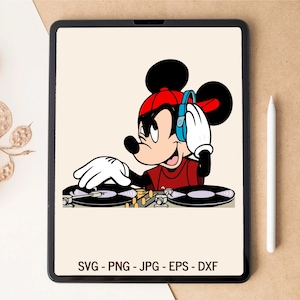 DJ SVG, Mickey svg, EDM Musik svg, Layered svg, T-Shirt-Design, Tumbler-Design, Lasercut-Dateien, digitaler Download, SVG-Dateien für Cricut