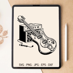 Gitaar SVG, elektrische gitaar SVG, muziek SVG, T-shirt Design, Tumbler Design, Lasergesneden bestanden, Digitale Download, SVG-bestanden voor Cricut