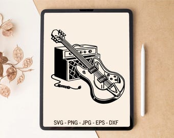 Guitar SVG, Electric guitar SVG, Music svg, T-shirt Design, Tumbler Design, Laser cut files, Digital Download, SVG files for Cricut