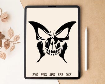 Skull SVG, Skeleton svg, Butterfly SVG, Monarch butterfly svg, T-shirt Design, Tumbler Design, svg files for Cricut, Laser cut files