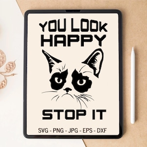 Chat grincheux SVG, SVG de chat, SVG sarcastique, conception de t-shirt, conception de gobelet, fichiers découpés au laser, fichiers svg pour Cricut, motifs par sublimation