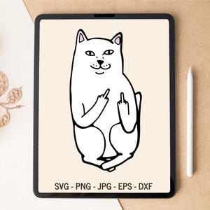 Doigt du milieu SVG, SVG de chat, chat mignon SVG, svg en couches, conception de t-shirt, conception de gobelet, fichiers découpés au laser, fichiers svg pour Cricut