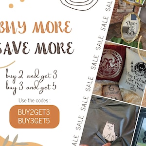 a collage of photos with the words buy more save more