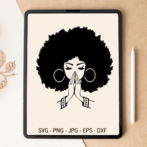 黒人少女 SVG、黒人女性 SVG、アフロ SVG、アフロ PNG、黒人少女マジック、T シャツ デザイン、タンブラー デザイン、レーザー カット ファイル、Cricut 用 SVG ファイル