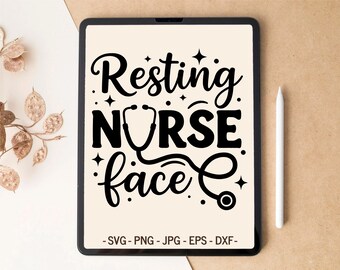 Funny Nurse SVG Design | Resting Nurse Face | T-shirt & Tumbler design for Cricut