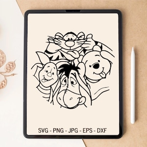 Winnie SVG, SVG en couches, conception de t-shirt, conception de gobelet, fichiers découpés au laser, téléchargement numérique, fichiers SVG pour Cricut, motifs par sublimation