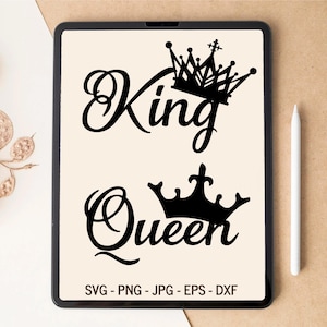 Król i Królowa SVG, Jej Król SVG, Jego Królowa SVG, Mąż i Żona SVG, Pan i Pani SVG, Projekt Koszulki, Projekt Szklanki, Pliki SVG dla Cricut
