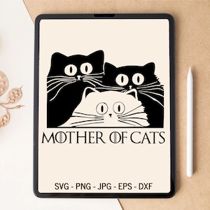 Maman chat SVG, SVG de chat, chat mignon SVG, chaton svg, svg de chat noir, conception de t-shirt, conception de gobelet, fichiers découpés au laser, fichiers svg pour Cricut