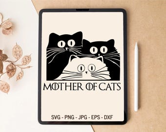 Cat mom SVG, Cat SVG, Cute cat SVG, Kitten svg, Black cat svg, T-shirt Design, Tumbler Design, Laser cut files, svg files for Cricut