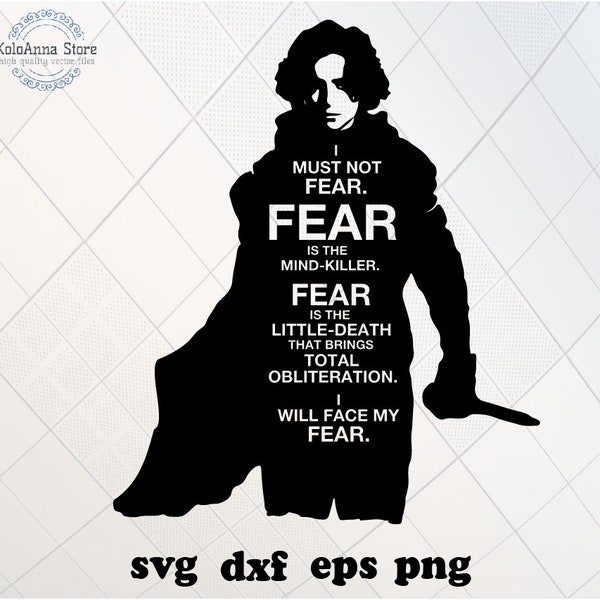 I must not fear SVG, Litany against fear, Fear is a mind-killer, T-shirt Design, Tumbler Design, Digital Download, SVG files for Cricut