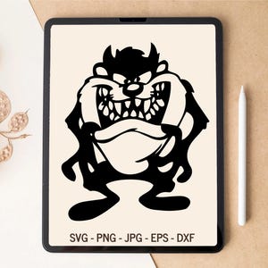 Tasmaanse duivel SVG, cartoon SVG, kinderen SVG, T-shirtontwerp, bekerontwerp, lasergesneden bestanden, digitale download, svg-bestanden voor Cricut