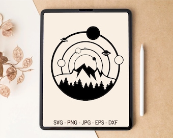Mountains SVG, Space SVG, Hiking SVG, Forest svg, Nature svg, Solar system svg, T-shirt Design, Tumbler Design, svg files for Cricut