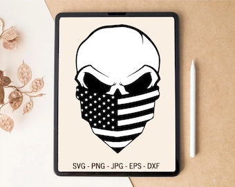 Skull SVG, USA SVG, American flag svg, America svg, Patriotic svg, T-shirt Design, Tumbler Design, svg files for Cricut, Laser cut files
