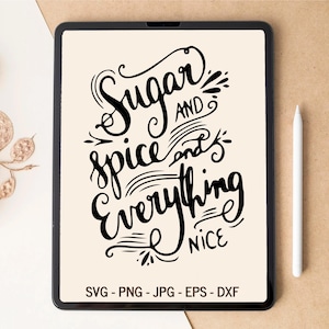 Zucchero e spezie e tutto il bello SVG, Zucchero e spezie SVG, Cucina svg, Chef svg, Design maglietta, Design bicchiere, file svg per Cricut