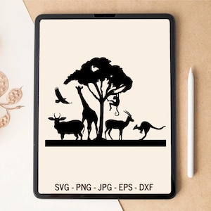 Safari SVG, África SVG, vida salvaje SVG, naturaleza SVG, animales de safari SVG, archivos SVG de zoológico, diseño de camisetas, diseño de vasos, archivos SVG para Cricut