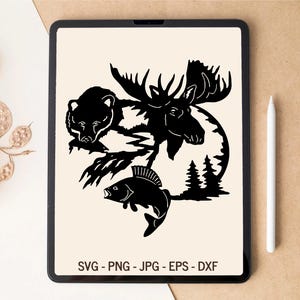 Eland SVG, Bear SVG, jacht svg, visserij svg, jacht png, jacht sublimatie, jachtseizoen svg, bergen svg, bos svg, natuur svg