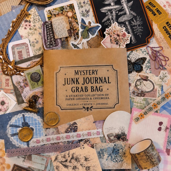 Mystery Junk Journal Grab Bag | Stationery Surprise Pack | Scrapbooking Ephemera