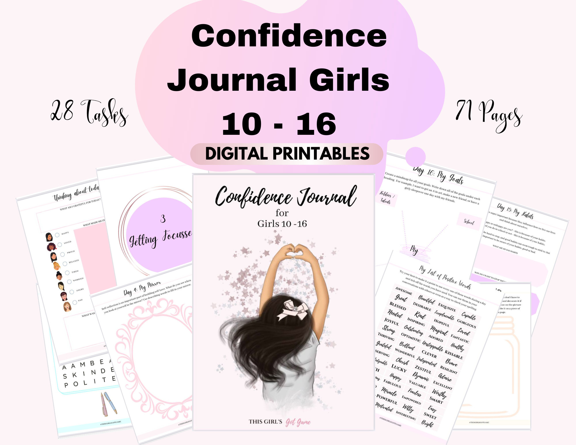 Kids Confidence Journal for Teen Girls Confidence Worksheets BUJO  Printables Digital Printables Confidence Journal Kids Confidence Workbook 