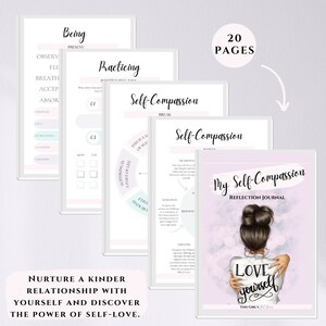 Pu&ograve; includere: Un diario di riflessione sull'autocompassione con 20 pagine. La copertina presenta una donna che si abbraccia con le parole "Love Yourself". Il diario include spunti ed esercizi di riflessione.