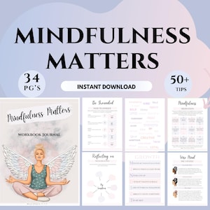 Mindfulness Journal Anxiety worksheets Self-Reflection Workbook Mental Health Printable       Self Reflection Thought Diary Mindful Journal