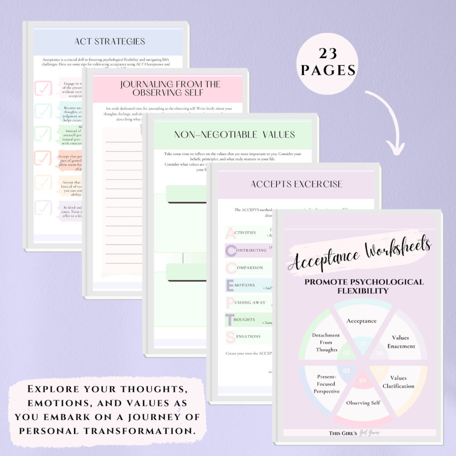 Therapy Worksheet Bundle Acceptance Therapy SFT Therapist Workbook ...