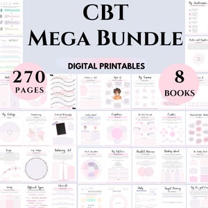 CBT Worksheet Bundle CBT Interventions for Teens and Adults Anxiety Therapy Printable Counseling Tools Psychology coping skills bpd DBT emdr