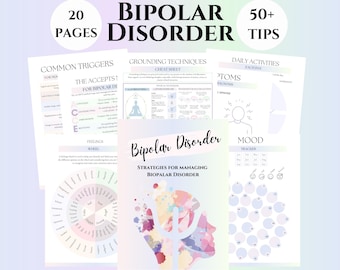 Bipolar Disorder Therapy Worksheets Bipolar Management coping skills Mania Depression journal psychology workbook therapist tools counselor