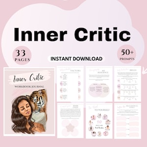 Inner critic workbook Negative Self-Talk Self help worksheets self healing mental health journal thought challenging CBT DBT Personal growth
