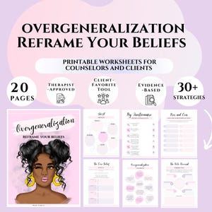 Overgeneralization Worksheets CBT Workbook & Journal Prompts to Break Negative Thinking Patterns Mental Healt PDF Cognitive Distortion dbt