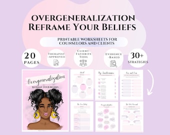 Overgeneralization Worksheets CBT Workbook & Journal Prompts to Break Negative Thinking Patterns Mental Healt PDF Cognitive Distortion dbt