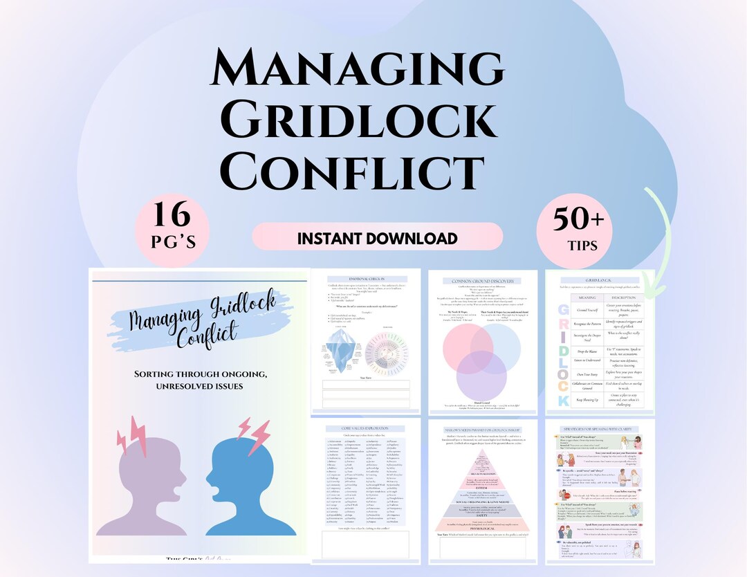 Gottman Gridlock Conflict Resolution Worksheets for Couples Therapy - Etsy
