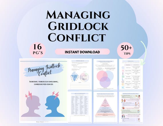 Gridlock Conflict Resolution Therapy worksheets Couples Communication Tool Psychoeducation printables relationship repair communication CBT