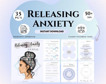 Anxiety Journal PDF CBT Worksheets & Guided Prompts for Calming Anxious Thoughts Printable Mental Health Workbook Anxiety Relief Resources