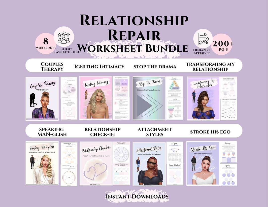 Couples Relationship Repair Bundle Anxiety Relationship Workbooks ...