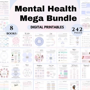 Therapy Printable Bundle for Anxiety Emotional Wellness Therapy Worksheets Mental Health Worksheets DBT Coping Healing & Self-Help CBT tools