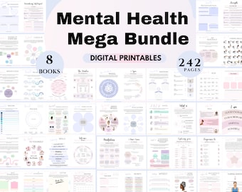 Therapy Printable Bundle for Anxiety Emotional Wellness Therapy Worksheets Mental Health Worksheets DBT Coping Healing & Self-Help CBT tools