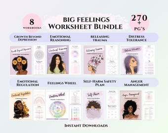 DBT Coping Skills Workbook Bundle Printable Dialectical Behavior Therapy Worksheets for Emotional Regulation & Mindfulness EMDR tools CBT