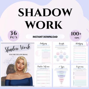 Hojas de trabajo de terapia del diario digital de trabajo de sombras, hojas de trabajo de autodescubrimiento, hojas de trabajo de curación emocional del niño interior, hojas de trabajo imprimibles de terapia cognitivo conductual