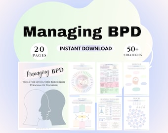 Borderline Personality Disorder Therapy Worksheets BPD journal coping skills DBT psychology workbook self-esteem therapist tools counselor