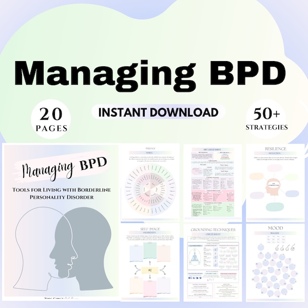 Bipolar Disorder Therapy Worksheets BPD journal Anxiety relief coping skills DBT psychology workbook self-esteem therapist tools counselor