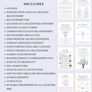 Teen workbook healthy relationship journal Self-esteem Teen therapy tools boundaries Therapist resource Coping skills worksheets for kids image 3