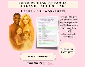 Family Therapy Action Plan Worksheet for Family dynamics and Emotional Healing Printable CBT Family Role Therapy Tools Psychoeducation pdf