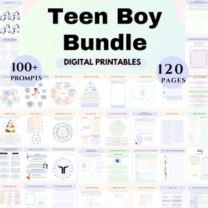 Teen boy Bundle Coping skills Teen gift digital journals kids worksheet bundle counselor therapist social worker psychologist cbt Bullying