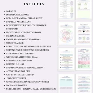 Hojas de trabajo para la terapia del trastorno límite de la personalidad, diario de TLP, habilidades de afrontamiento, libro de trabajo de psicología DBT, herramientas para el terapeuta, consejero, autoestima imagen 3