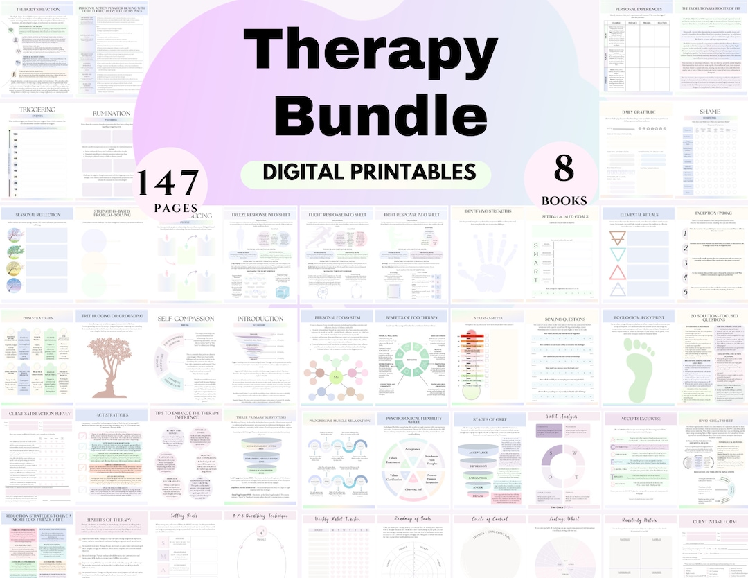 Therapy Worksheet Bundle | Therapist SFT, CBT (digital Printables) - Etsy