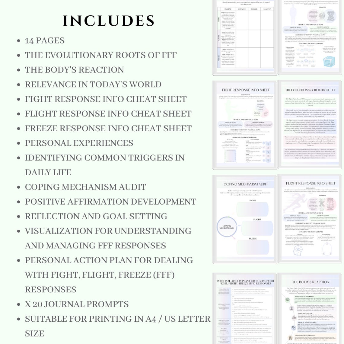 Fight Flight Freeze Workbook FFF Worksheets Self Awareness Journal ...