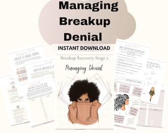 Diario imprimible digital para gestionar la negación, recuperación de la ruptura, sanación del divorcio, bujo de ruptura, cuaderno de trabajo de aceptación, regalo de divorcio para ella, divorciada