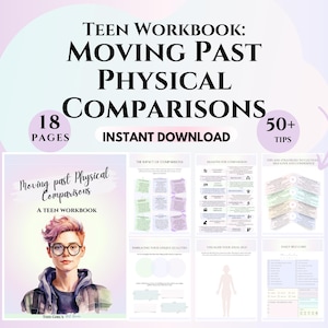 Teen Self-love worksheets comparison teen identity Journal therapist School counselor resources kids therapy worksheets CBT children prints