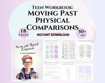 Teen Self-love worksheets comparison teen identity Journal therapist School counselor resources kids therapy worksheets CBT children prints